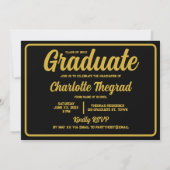 Graduierungsparty Gratulation Black Gold Foto Einladung (Rückseite)
