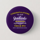 Graduierungsparty gratuliert unserem Absolventen Button (Vorderseite)