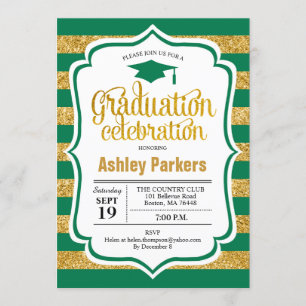 Graduierungsparty - Green Gold Gold Einladung