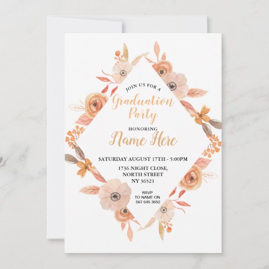 Graduierungsparty Hübsch Einladung Herbst Auburn (Vorderseite)