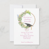 Graduierungsparty im Garten, in Rosa Einladung (Vorderseite)