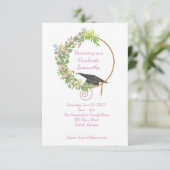 Graduierungsparty im Garten, in Rosa Einladung (Stehend Vorderseite)