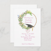 Graduierungsparty im Garten, in Rosa Einladung (Vorne/Hinten)