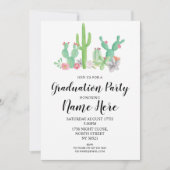 Graduierungsparty lädt Cactus Aquarelldruck ein Einladung (Vorderseite)