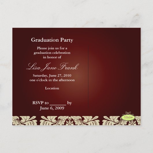 Graduierungsparty lädt Postkarten ein (Rückseite)