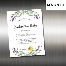 Graduierungsparty Lavendel eucalyptus floral Luxus Magneteinladung