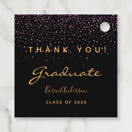 Graduierungsparty lila Gold Danke 2025 Geschenkanhänger (Rückseite)