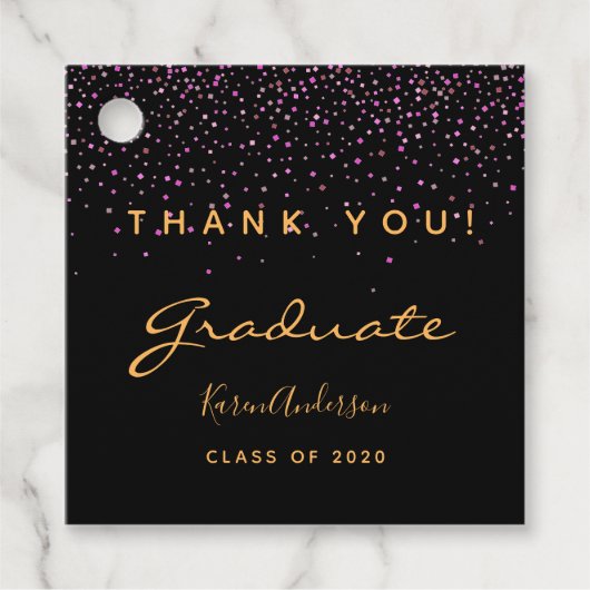 Graduierungsparty lila Gold Danke 2025 Geschenkanhänger (Vorderseite)