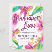 Graduierungsparty Luau Tropisches Party Einladung (Vorderseite)