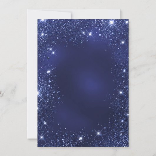 Graduierungsparty Marine blaue Glitzern Einladung (Rückseite)