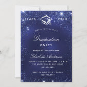 Graduierungsparty Marine blauen Glitzern Luxus Einladung (Vorderseite)