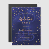 Graduierungsparty Marine blauen Jahr Gold Sterne L Magneteinladung (Vorne/Hinten)
