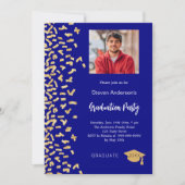 Graduierungsparty Marinesoldat Konfetti Foto Einladung (Vorderseite)