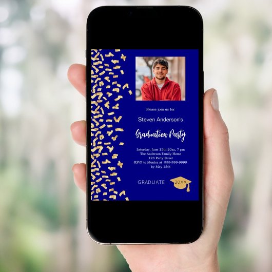 Graduierungsparty Marinesoldat Konfetti Foto Einladung