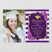 Graduierungsparty mit Foto - Lila Gold