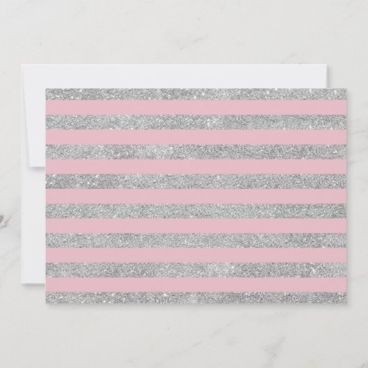 Graduierungsparty mit Foto - Rosa Silber Einladung (Rückseite)