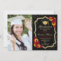 Graduierungsparty mit Foto - Rose Sonnenblumen