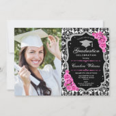 Graduierungsparty mit Foto - Schwarzweißsilber Einladung (Vorderseite)