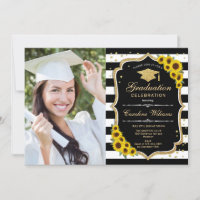 Graduierungsparty mit Foto - Sonnenblumen Schwarze