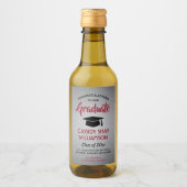 Graduierungsparty mit grauem Rot und schwarzem Min Weinetikett (Vorderseite)