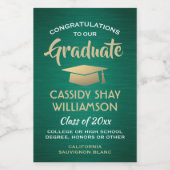 Graduierungsparty mit grünem Gold und weißem Mini Weinetikett (Einzelnes Label)