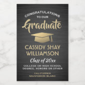 Graduierungsparty mit schwarzem Gold und weißem Mi Weinetikett (Einzelnes Label)