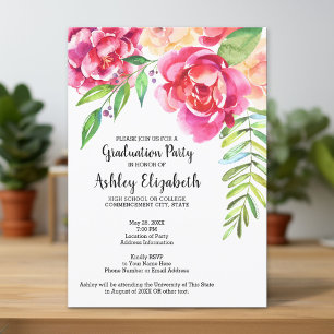 Graduierungsparty Moderne Aquarellblume Einladung