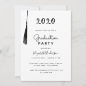 Graduierungsparty moderne Schwarz-weiße Tassel Einladung (Vorderseite)