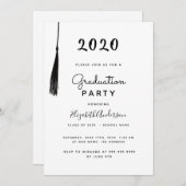 Graduierungsparty moderne Schwarz-weiße Tassel Einladung (Vorne/Hinten)