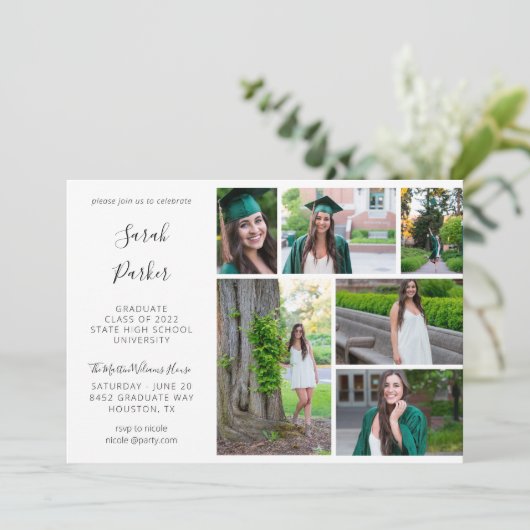 Graduierungsparty Modernes 6 Foto Einladung (Stehend Vorderseite)