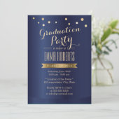 Graduierungsparty Modernes Gold Confetti Elegant Einladung (Stehend Vorderseite)