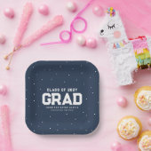 Graduierungsparty navy Blue grad Name Jahr Pappteller (Party)