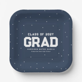 Graduierungsparty navy Blue grad Name Jahr Pappteller