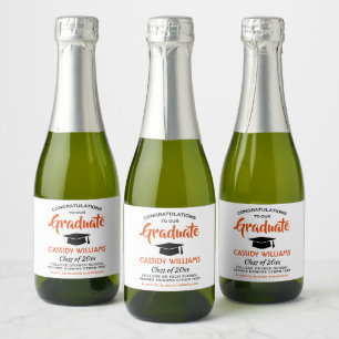 Graduierungsparty Orange White Black Mini Split Schaumweinetikett