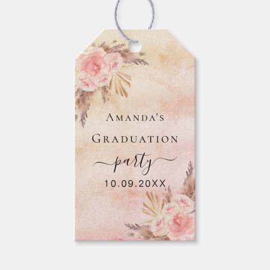 Graduierungsparty Pampas Gras blush Rose Vielen Da Geschenkanhänger (Vorderseite)