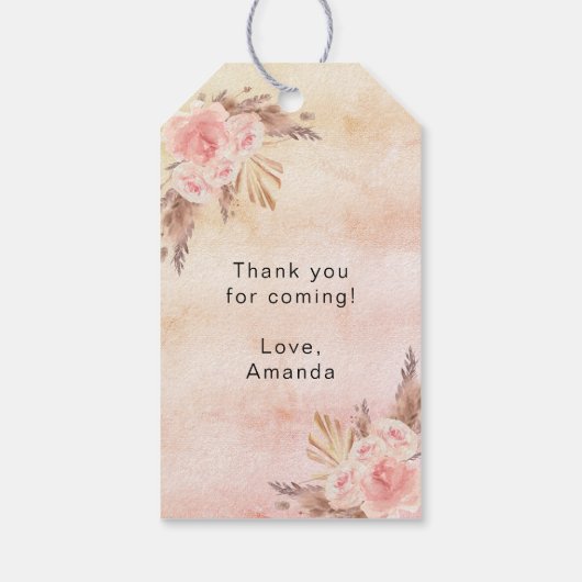 Graduierungsparty Pampas Gras blush Rose Vielen Da Geschenkanhänger (Rückseite)