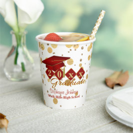 Graduierungsparty Red & Gold Confetti Paper Cup Pappbecher