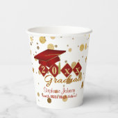 Graduierungsparty Red & Gold Confetti Paper Cup Pappbecher (Rückseite)