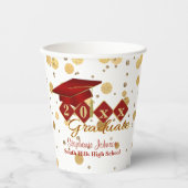 Graduierungsparty Red & Gold Confetti Paper Cup Pappbecher (Vorderseite)
