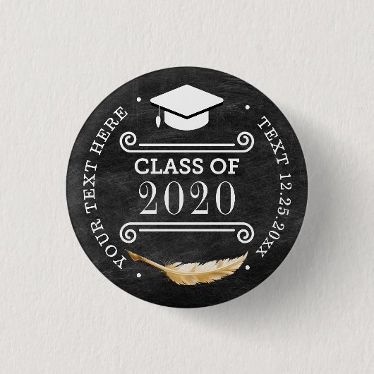 Graduierungsparty Retro-Chalkboard Button (Vorderseite)