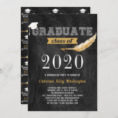 Graduierungsparty Retro-Chalkboard Einladung (Vorne/Hinten)