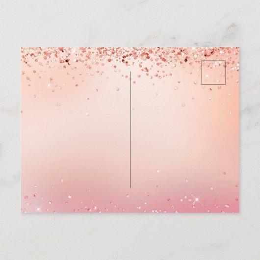 Graduierungsparty Rosa Goldballons Einladungspostkarte (Rückseite)