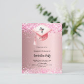 Graduierungsparty rosa Konfetti Mädchen Einladung (Stehend Vorderseite)