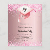 Graduierungsparty rosa Konfetti Mädchen Einladung (Vorderseite)