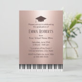 Graduierungsparty Rose Gold Piano Tonträger Einladung (Stehend Vorderseite)
