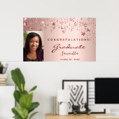 Graduierungsparty Rose Goldene Sterne Foto 2025 Poster (Heimbüro)