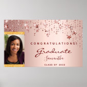 Graduierungsparty Rose Goldene Sterne Foto Poster (Vorne)