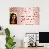 Graduierungsparty Rose Goldene Sterne Foto Poster (Heimbüro)