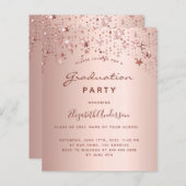 Graduierungsparty Rose Goldstars Einladung (Vorne/Hinten)