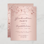 Graduierungsparty Rose Goldstars Einladung Postkarte (Vorne/Hinten)
